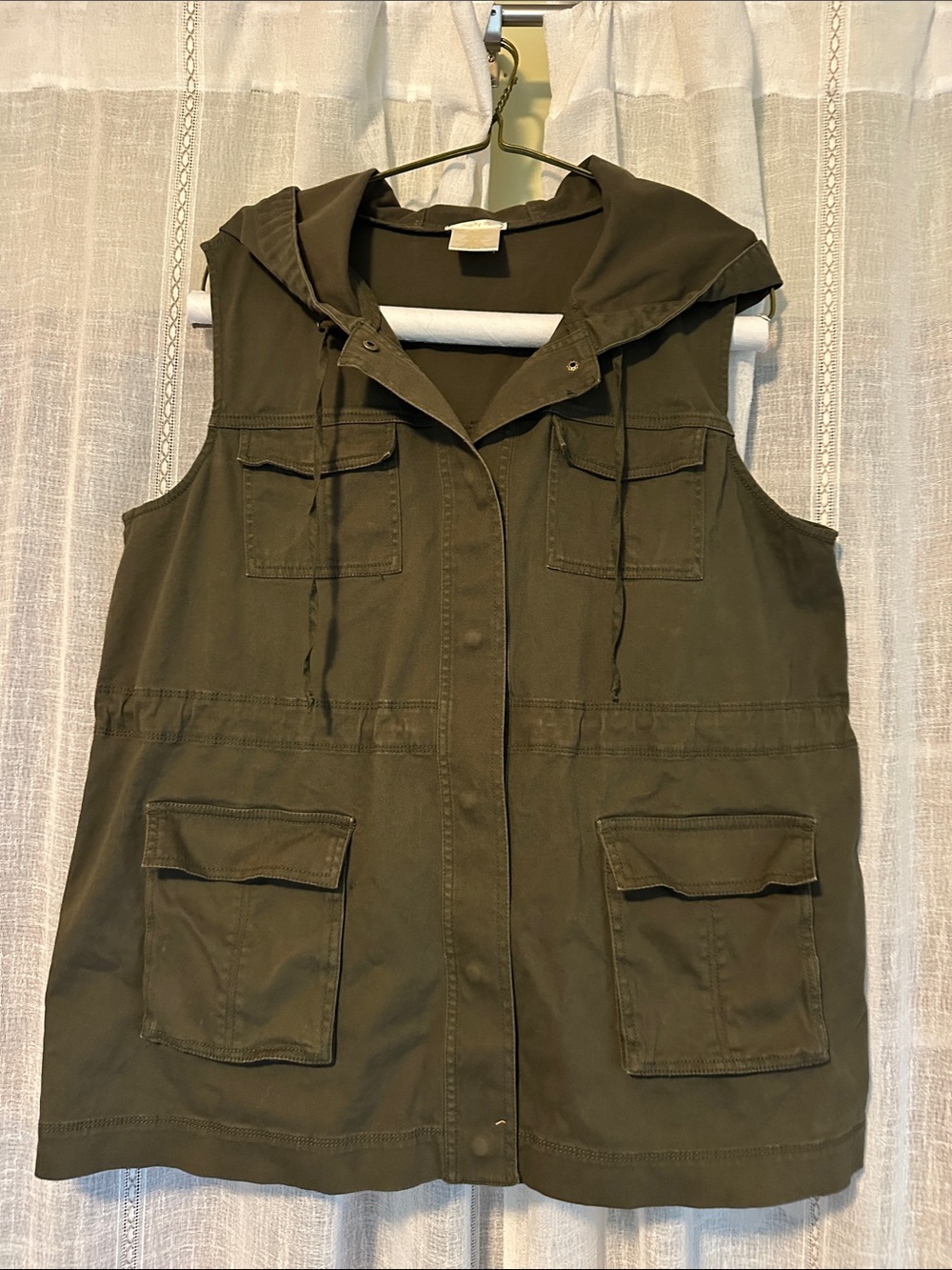 Matty M - XXL - Women's Dark Khaki Cargo Vest with Utility Pockets